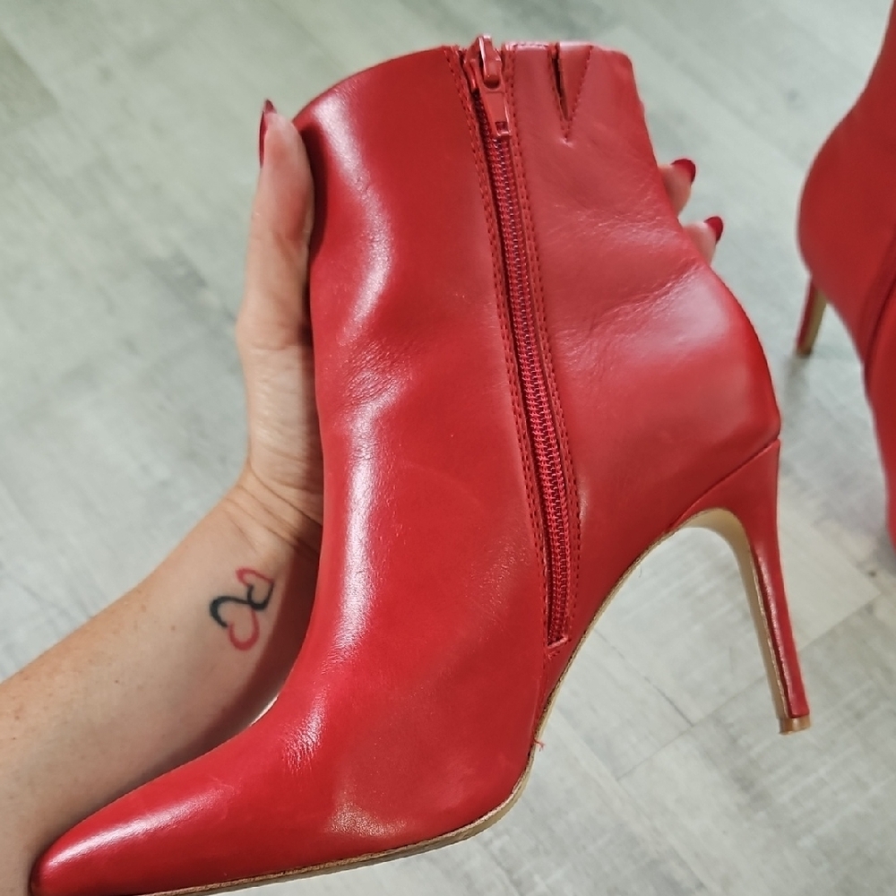 Genuine Leather Red Booties - Picture 5 of 10